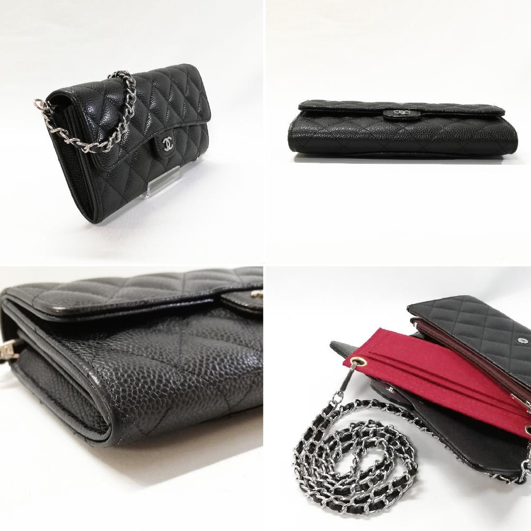 Chanel Wallet Caviar Leather Chain Black Shoulder — view 3