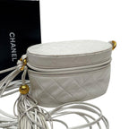 Chanel Quilted Lambskin Fringe Shoulder Bag Leather Vanity