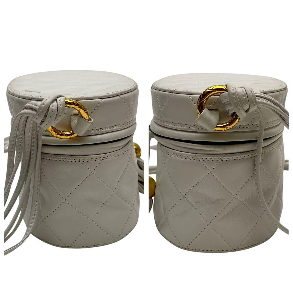 Chanel Quilted Lambskin Fringe Shoulder Bag Leather Vanity — view 4