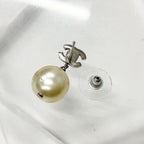 Chanel Earrings CC Logo Rhinestone Pearl Silver — view 4