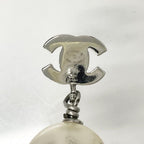Chanel Earrings CC Logo Rhinestone Pearl Silver — view 5