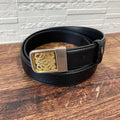 Loewe Leather Anagram Logo Buckle Gold Belt Black