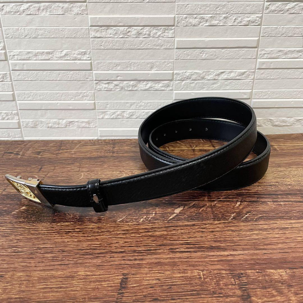 Loewe Leather Anagram Logo Buckle Gold Belt Black — view 2