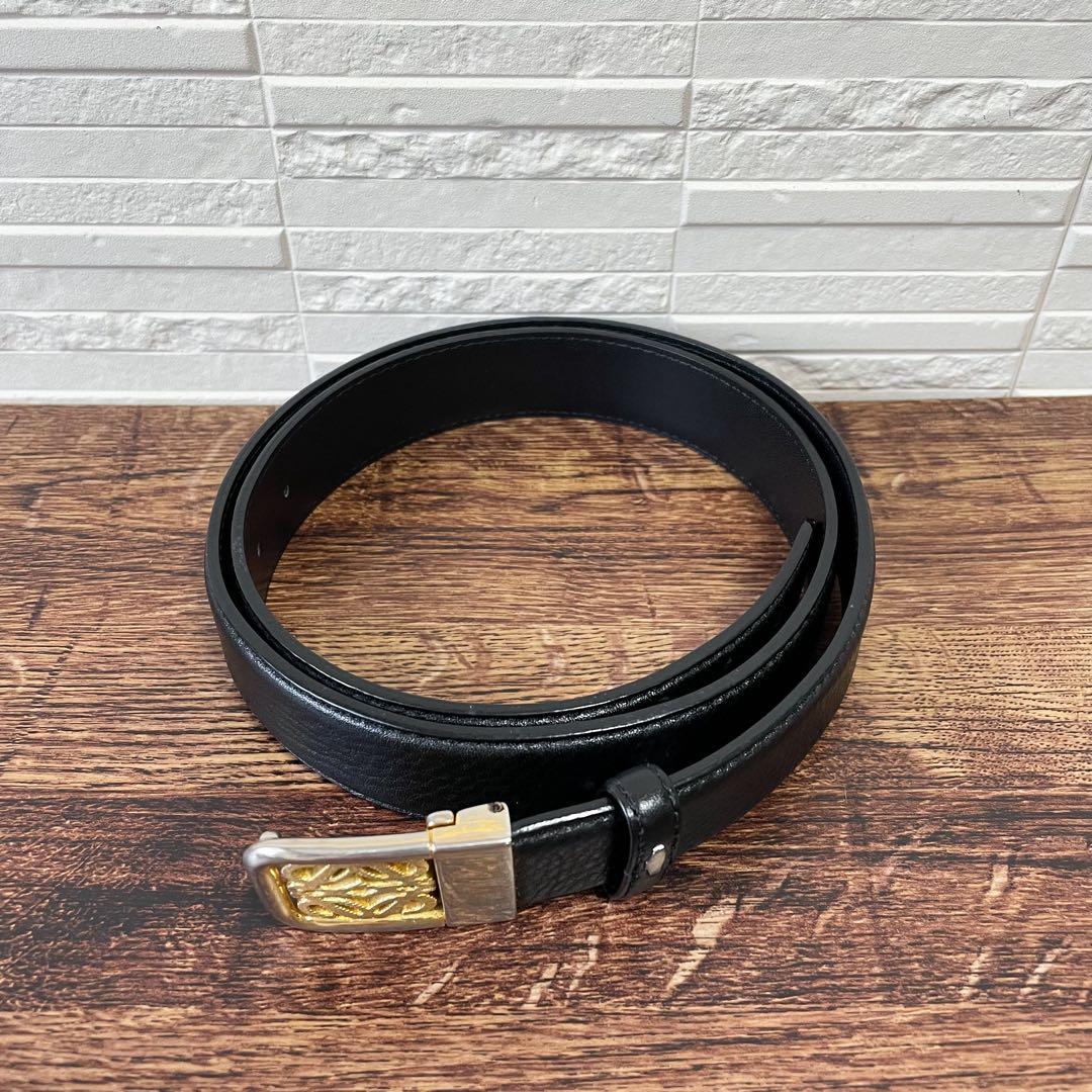 Loewe Leather Anagram Logo Buckle Gold Belt Black — view 3