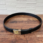 Loewe Leather Anagram Logo Buckle Gold Belt Black — view 5