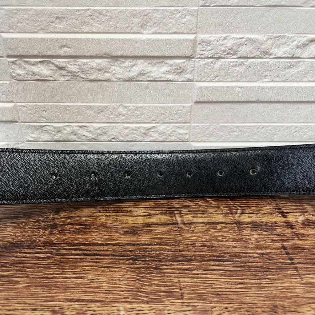 Loewe Leather Anagram Logo Buckle Gold Belt Black — view 7