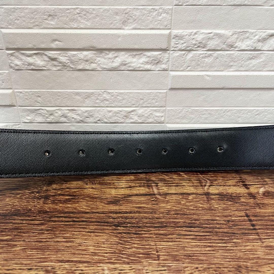 Loewe Leather Anagram Logo Buckle Gold Belt Black — view 7