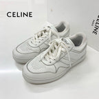 Celine Leather Logo Sneakers White