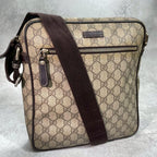 Gucci GG Shoulder Bag Brown Beige Leather Logo