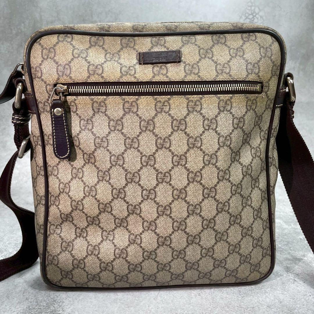 Gucci GG Shoulder Bag Brown Beige Leather Logo — view 2