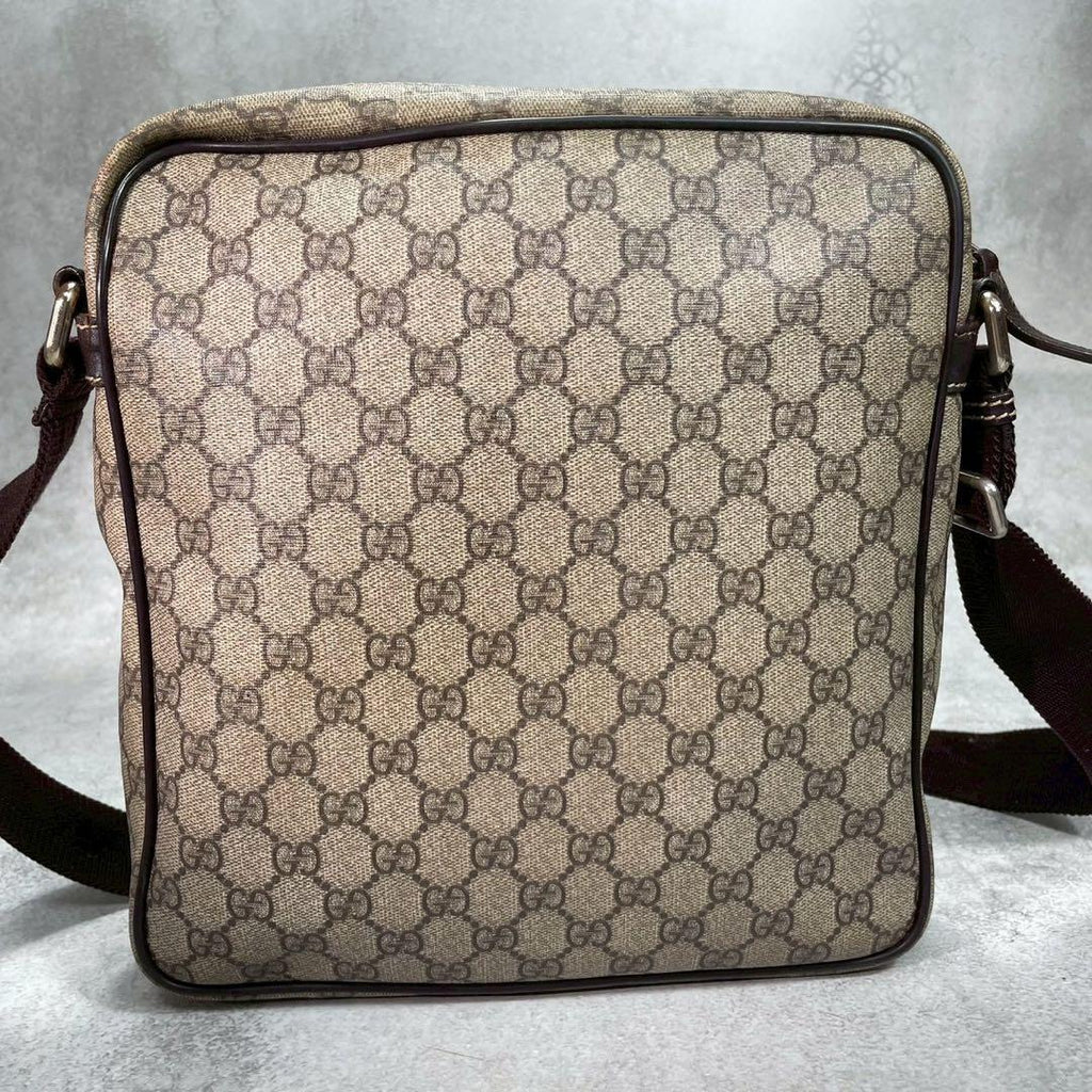 Gucci GG Shoulder Bag Brown Beige Leather Logo — view 3
