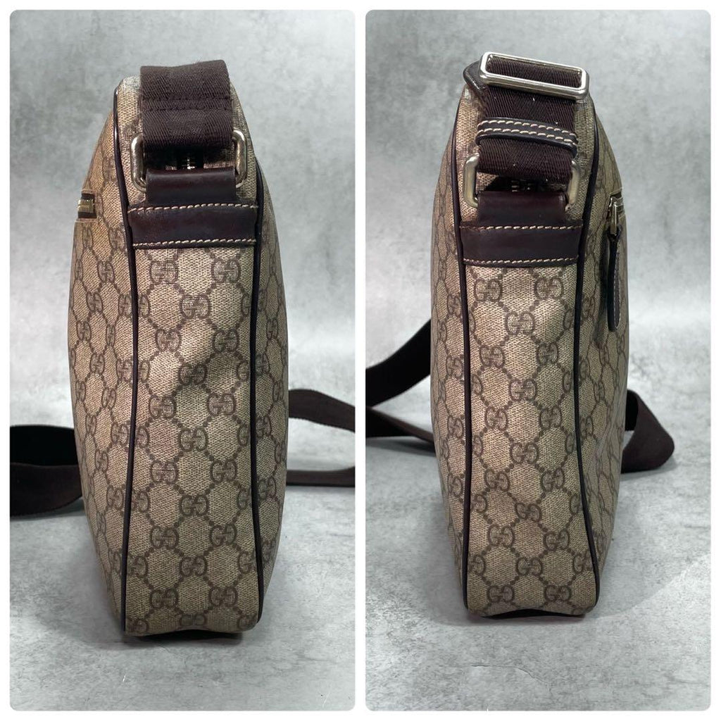 Gucci GG Shoulder Bag Brown Beige Leather Logo — view 7