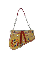 Dior Beige Red Suede Saddle Handbag — view 2