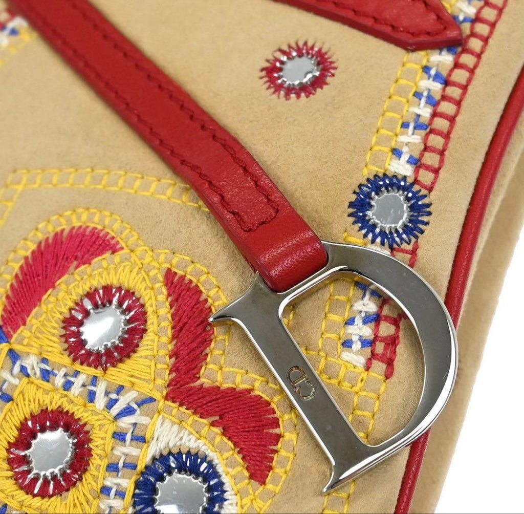 Dior Beige Red Suede Saddle Handbag — view 6