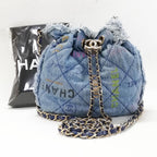 Chanel Denim Small Bucket Bag Blue