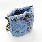 Chanel Denim Small Bucket Bag Blue — view 2
