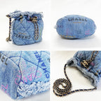 Chanel Denim Small Bucket Bag Blue — view 3
