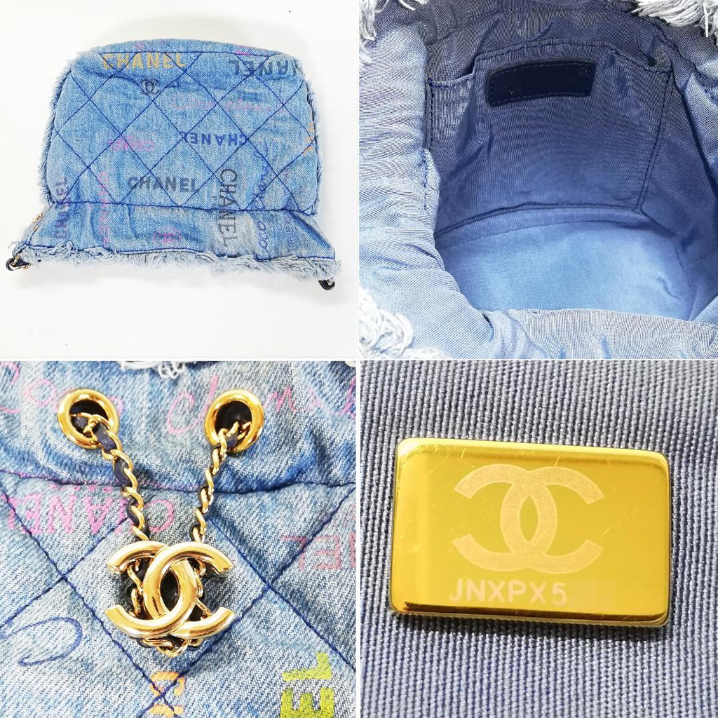 Chanel Denim Small Bucket Bag Blue — view 4