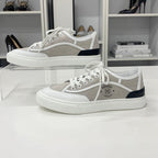 Hermes Get Canvas Leather Logo Sneakers Gray White — view 3