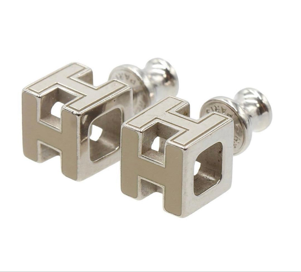 Hermes Cage D'h Cube H Logo Earrings — view 3