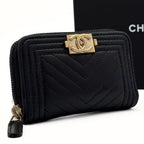 Chanel Boy She Blanc Coin Case Black Lambskin