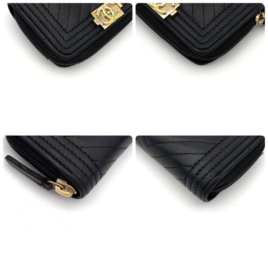 Chanel Boy She Blanc Coin Case Black Lambskin — view 6