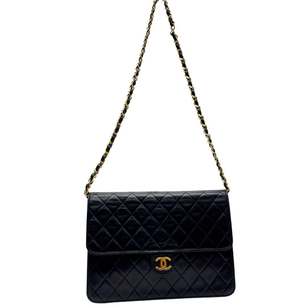 Chanel Quilted Lambskin Chain Shoulder Bag Black Coco — view 2