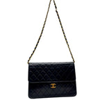 Chanel Quilted Lambskin Chain Shoulder Bag Black Coco — view 2