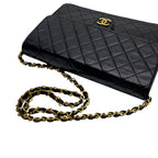 Chanel Quilted Lambskin Chain Shoulder Bag Black Coco — view 7