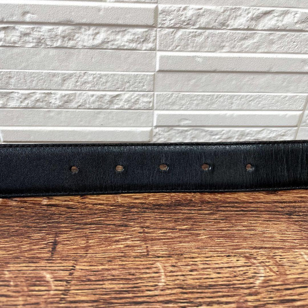 Celine Leather Triomphe Buckle Gold Belt Black — view 4