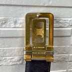 Celine Leather Triomphe Buckle Gold Belt Black — view 7
