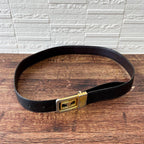 Celine Leather Triomphe Buckle Gold Belt Black — view 8