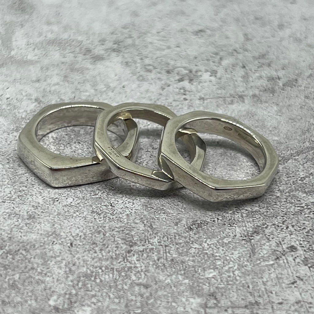 Gucci Nut Triple Strand Ring Silver