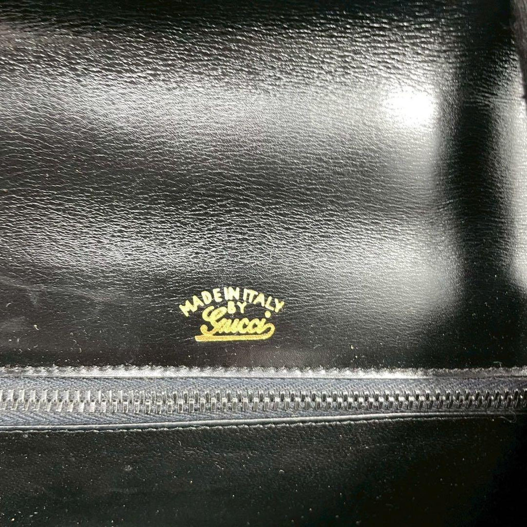 Gucci Shoulder Bag Black Leather Gold Logo — view 6