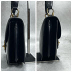Gucci Shoulder Bag Black Leather Gold Logo — view 8