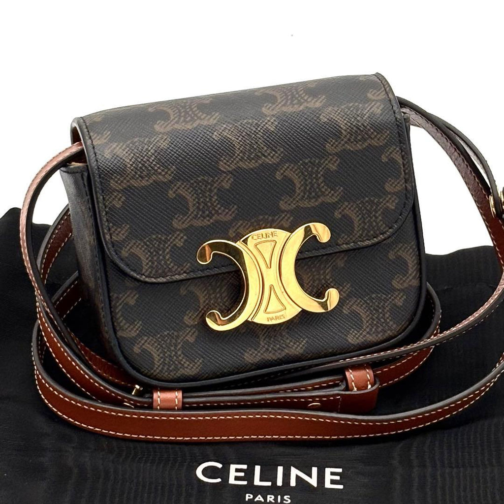 Celine Triomphe All Over Pattern Mini Claude Shoulder Bag