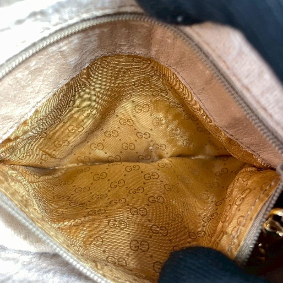 Gucci GG Shoulder Bag Brown Beige Logo Leather — view 6