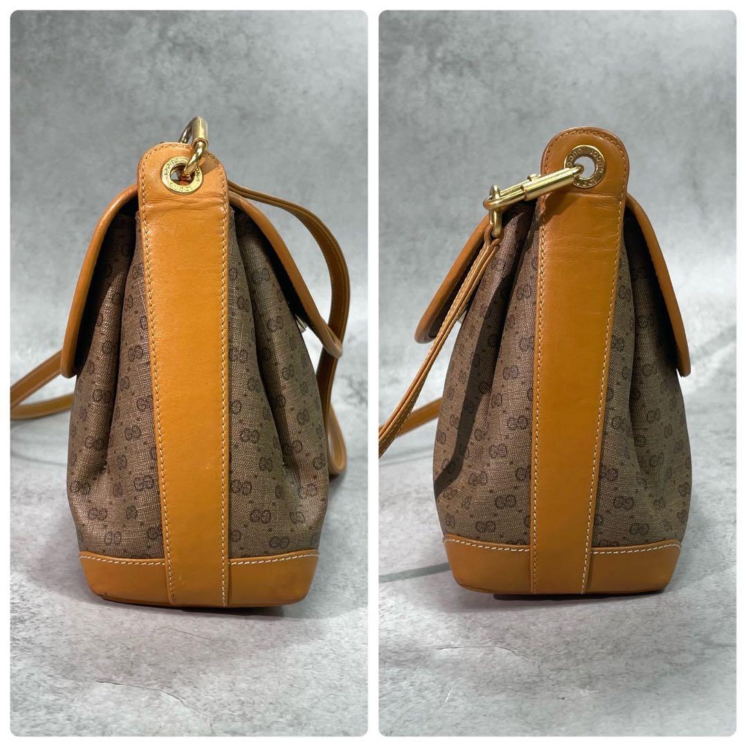 Gucci GG Shoulder Bag Brown Beige Logo Leather — view 7