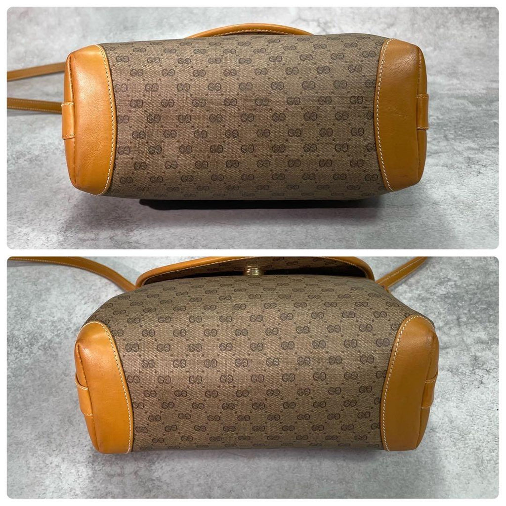 Gucci GG Shoulder Bag Brown Beige Logo Leather — view 8