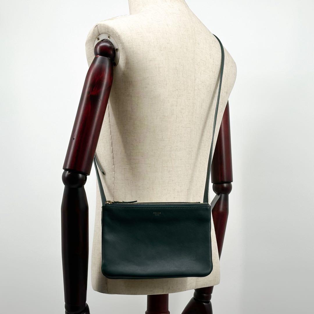 Celine Trio Small Shoulder Bag Leather Green — view 4
