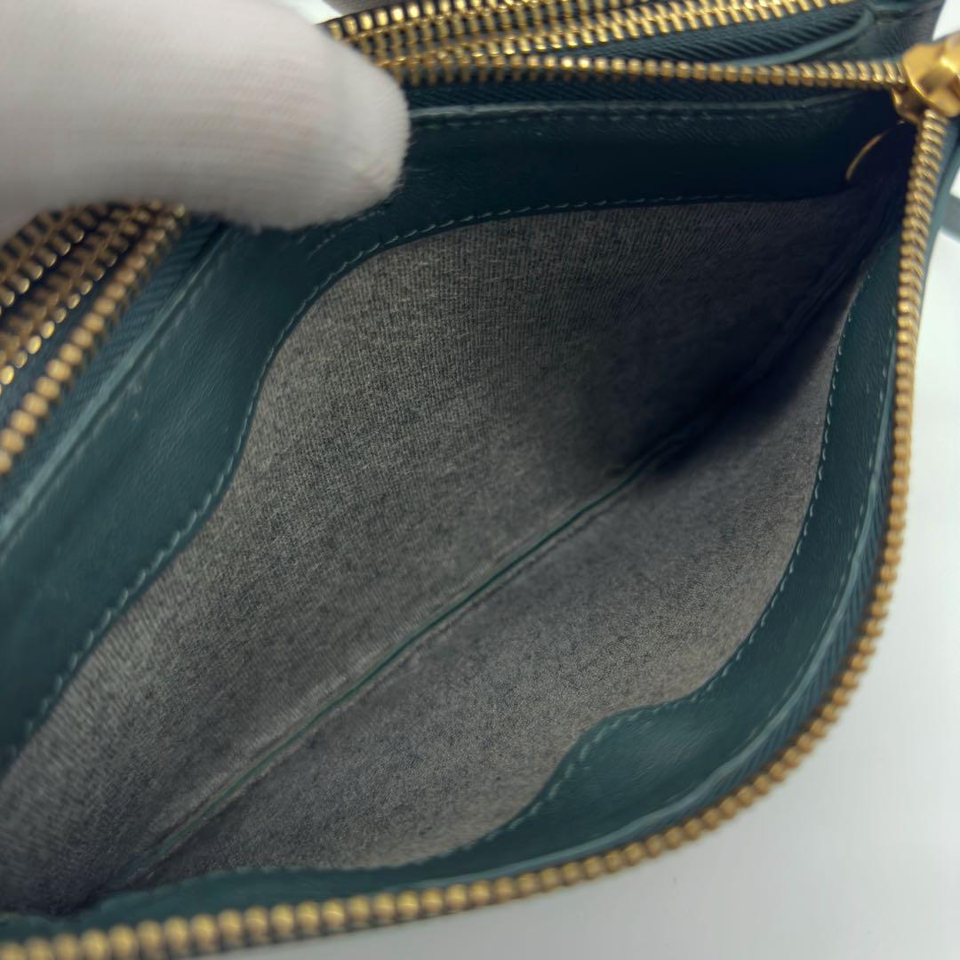 Celine Trio Small Shoulder Bag Leather Green — view 9