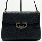 Gucci Ostrich Handbag Navy Vintage Leather — view 2