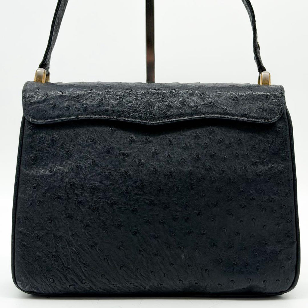 Gucci Ostrich Handbag Navy Vintage Leather — view 3