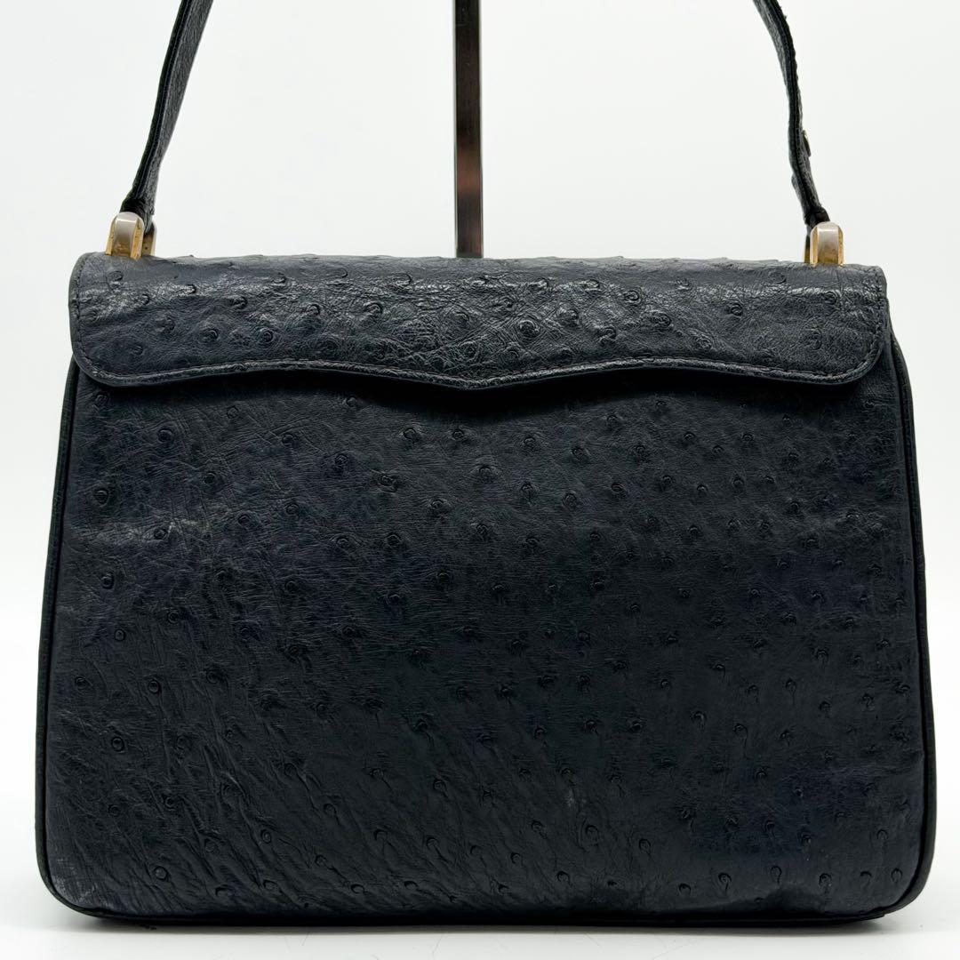 Gucci Ostrich Handbag Navy Vintage Leather — view 3