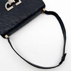 Gucci Ostrich Handbag Navy Vintage Leather — view 8