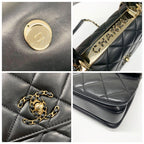 Chanel Top Handle CC Logo Quilted Lambskin — view 9