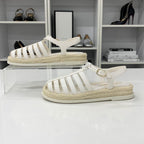 Chanel CC Logo Leather Gladiator Espadrille Sandals — view 2