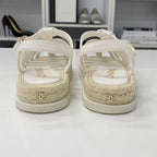 Chanel CC Logo Leather Gladiator Espadrille Sandals — view 6