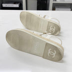 Chanel CC Logo Leather Gladiator Espadrille Sandals — view 7