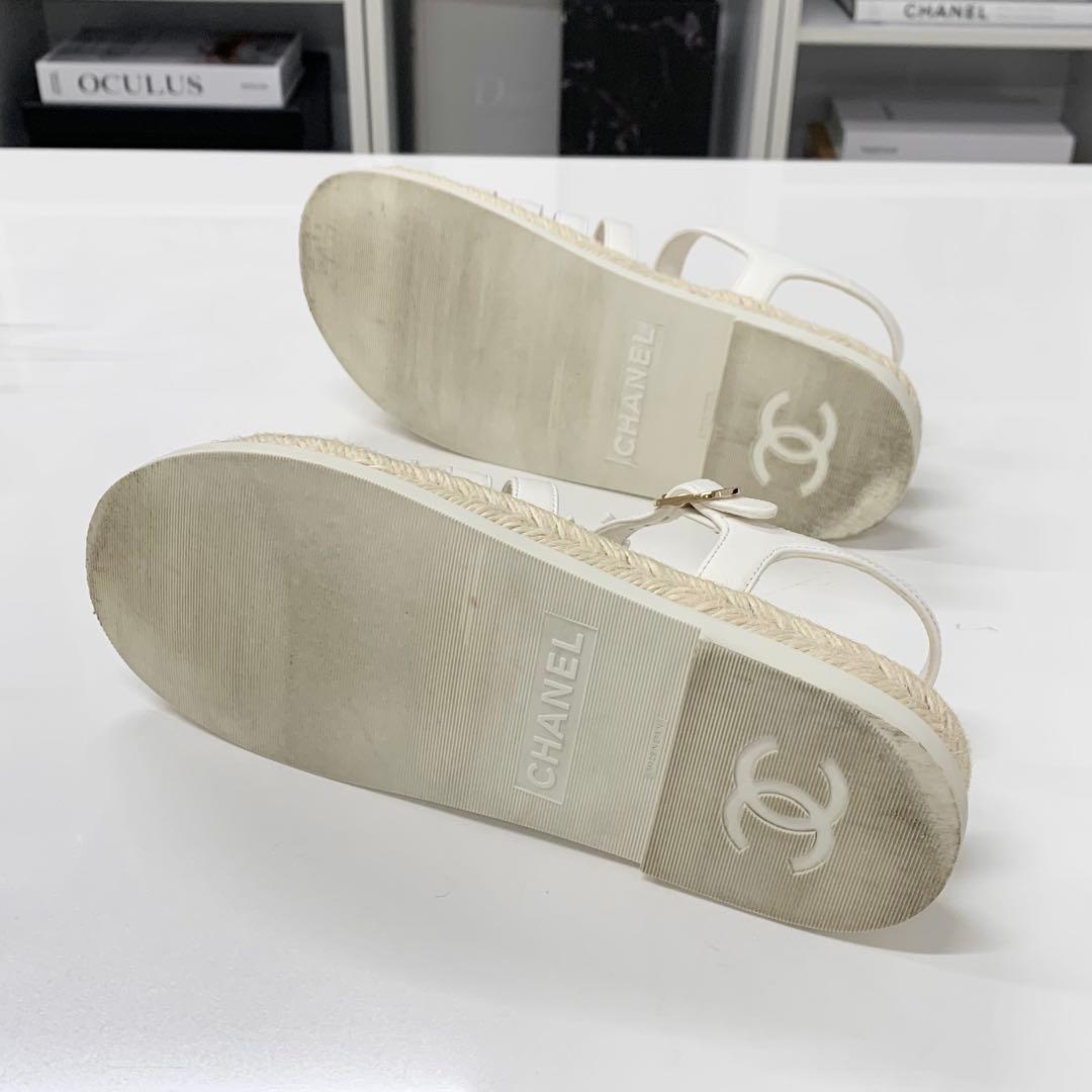 Chanel CC Logo Leather Gladiator Espadrille Sandals — view 7